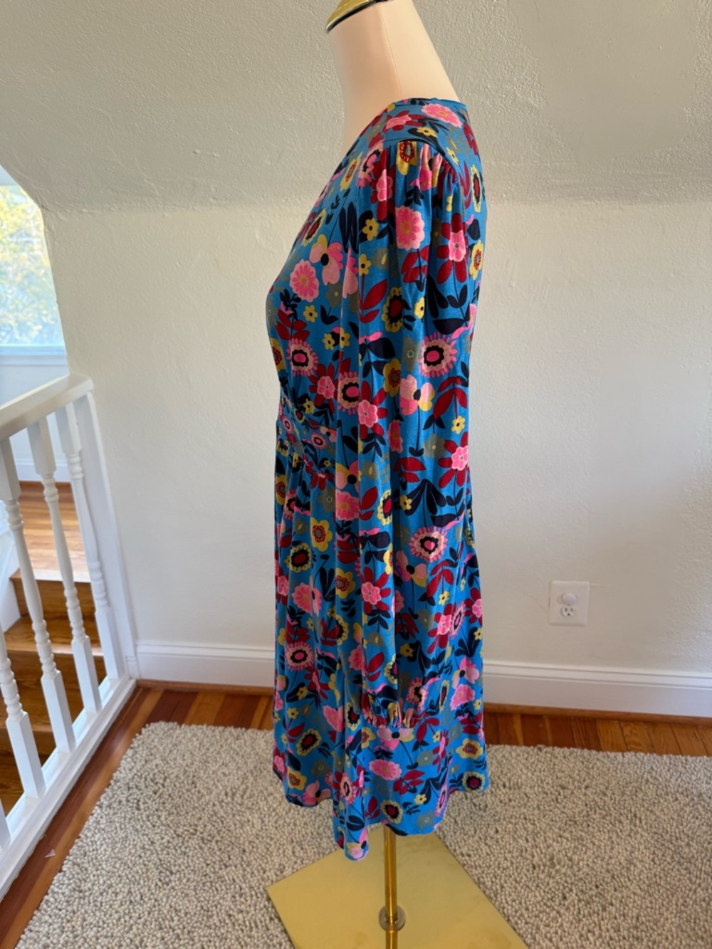 Boden Moroccan Blue Flora Bloom Jersey Mini Tea Dress Size 8 - Picture 4 of 10